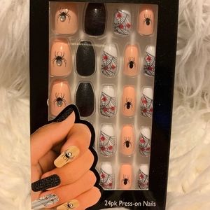 Halloween Spider Press On Nails w/ Jewels